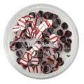 Runde Glitter Shapes - Einlegemotive - gestreift silber-rot