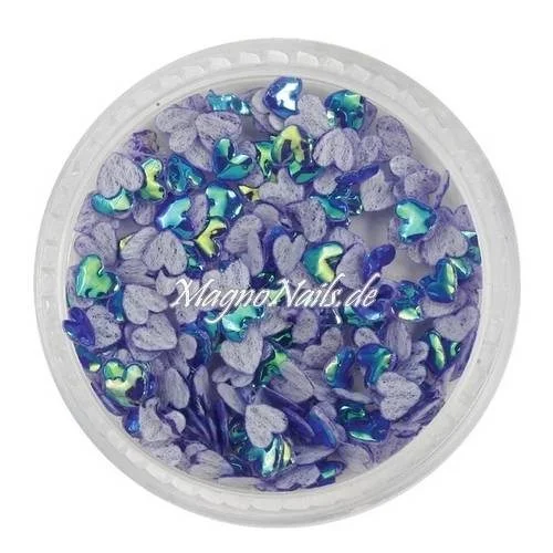 3D Einlegemotive - Shapes - Herzen dunkelblau 5 mm Nail Art Soft Einleger