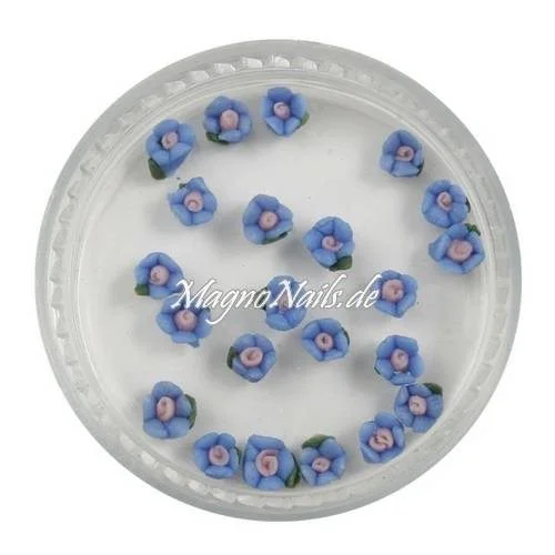 3D Einlegemotive - Keramik Blumen dunkelblau 3mm Nail Art Nailart Schmuck