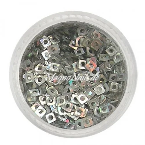 Glitter Shapes - Einlegemotive - Quadrat silber hologramm Nail Art Nails Nagel Nögel Nailart Einleger