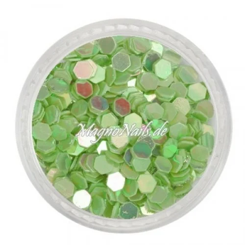 Glitter Shapes - Einlegemotive - hexagon apfelgrün Nail Art Nails Nagel Nögel Nailart Einleger