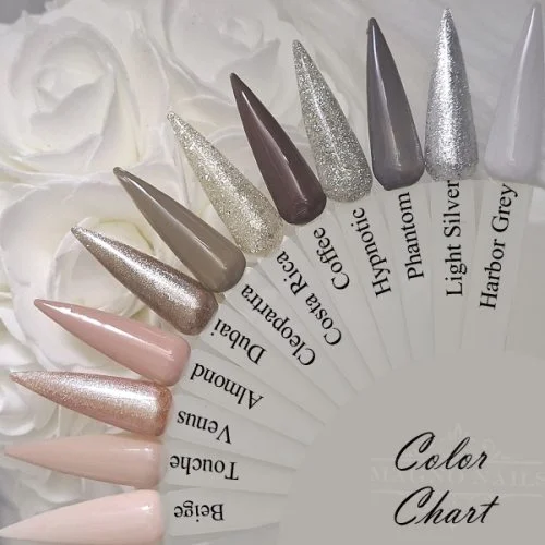 Hell Beige Nude Grau Silber Braun Farbpalette Farbkarte Nägel Design Nageltips