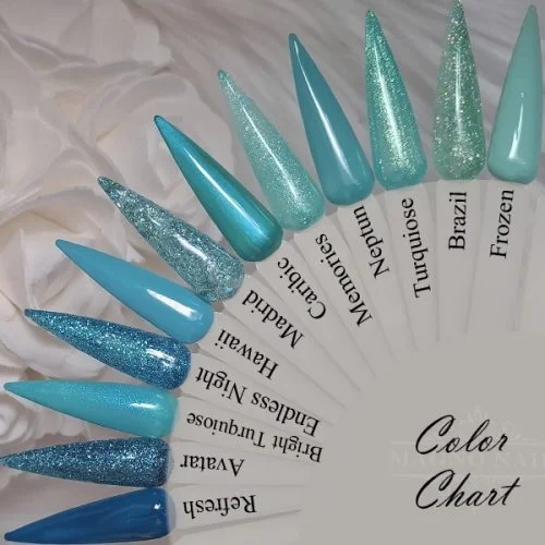 Farbtips Farbkarte Nageltips bunt Blau Mint Sommer