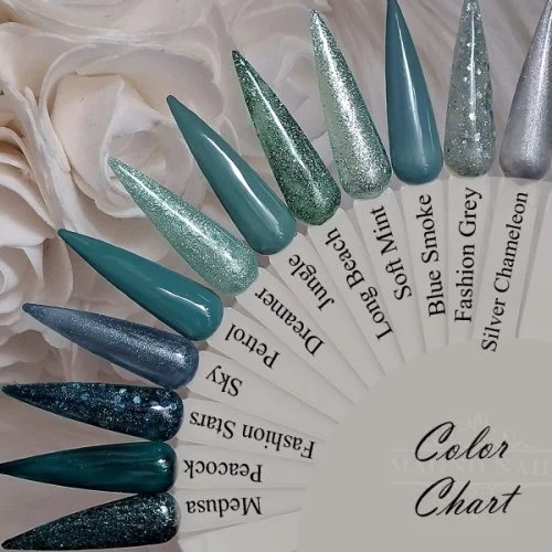 Dunkel Mint Blau Grau Glitter Glitzer Farbpalette Farbtips Nageltips Nägel