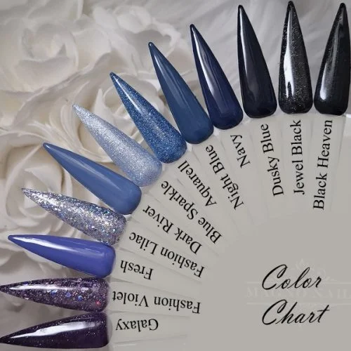 Dunkel Lila Schwarz Violett Blau Glitzer Farbpalette Nailtips Nageltips aufgetragen