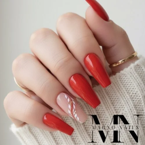 Luxus Rote Nägel mit Design - Nägeldesign Ideen