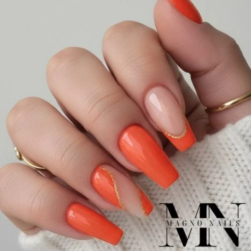 Farbgel - Strawberry Neon Coral kurze Nägel Nageldesign Ideen