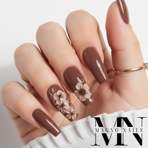 Preview: Braune Luxus Nägel - Nageldesign mit 3D Designs aus 4D Plasteline