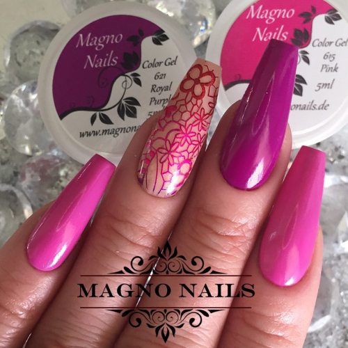 Preview: Naildesign Ideen - Sommer Nägel Lila Violett Pink Hologramm Glitter