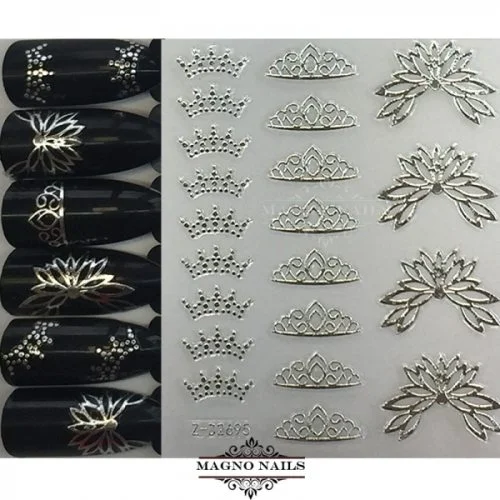 3D Metallic Nail Sticker - silber Seblstklebende Aufkleber Nagelsticker Nagelaufkleber