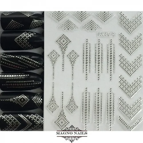 3D Metallic Nail Sticker - silber Seblstklebende Aufkleber Nagelsticker Nagelaufkleber