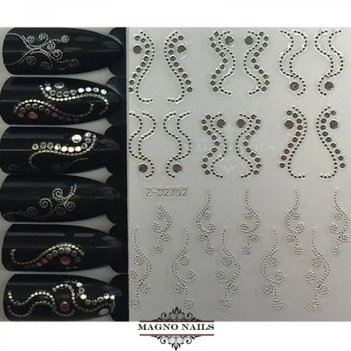 3D Metallic Nail Sticker - silber Seblstklebende Aufkleber Nagelsticker Nagelaufkleber