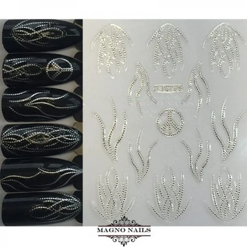 3D Metallic Nail Sticker - silber Seblstklebende Aufkleber Nagelsticker Nagelaufkleber