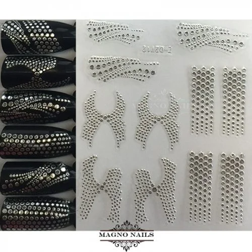 3D Metallic Nail Sticker - silber Seblstklebende Aufkleber Nagelsticker Nagelaufkleber