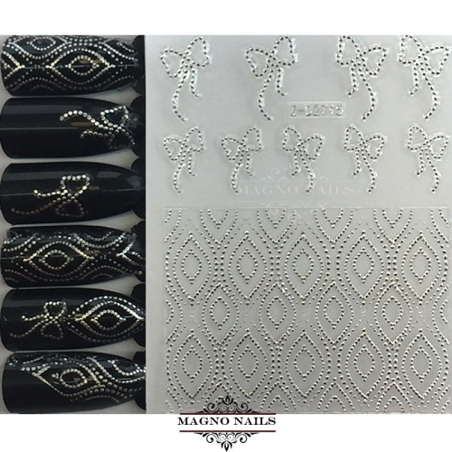 3D Metallic Nail Sticker  - silber Seblstklebende Aufkleber Nagelsticker Nagelaufkleber