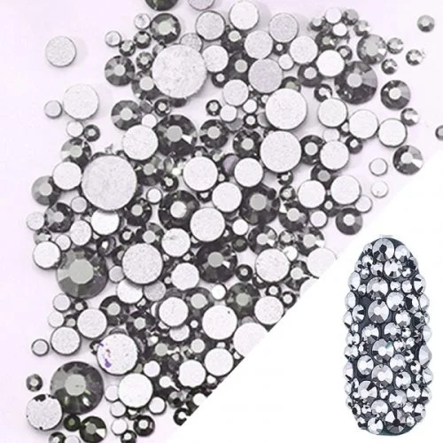 Glas Strasssteine mix rund - Antracite Nail Art Nails Nagel Nögel Nailart