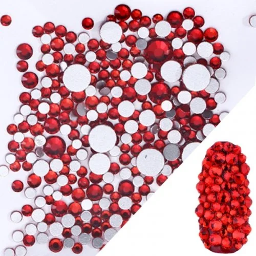 Glas Strasssteine mix rund - Red Nail Art Nails Nagel Nögel Nailart