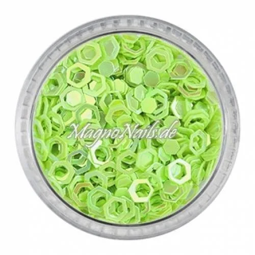 Glitter Shapes - Einlegemotive - hexagon gelocht apfelgrün Nail Art Nails Nagel Nögel Nailart Einleger