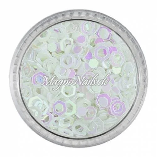 Glitter Shapes - Einlegemotive - hexagon gelocht weiß Nail Art Nails Nagel Nögel Nailart Einleger