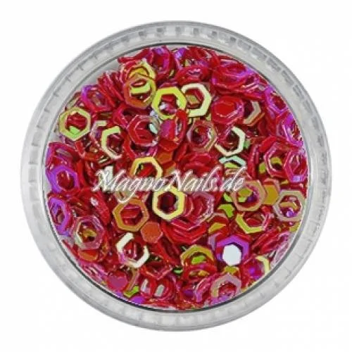 Glitter Shapes - Einlegemotive - hexagon gelocht weinrot Nail Art Nails Nagel Nögel Nailart Einleger