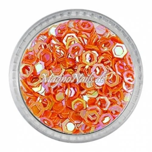 Glitter Shapes - Einlegemotive - hexagon gelocht orange Nail Art Nails Nagel Nögel Nailart Einleger