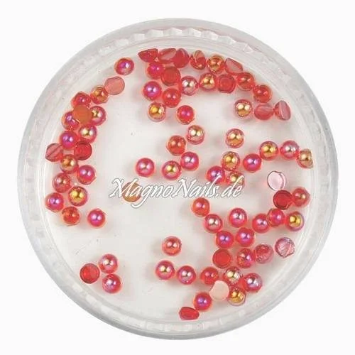 Nail Art Einlegemotive - Halbperlen rot AB Nägel Nails Nailart Nageldesign Nagel Glitzer