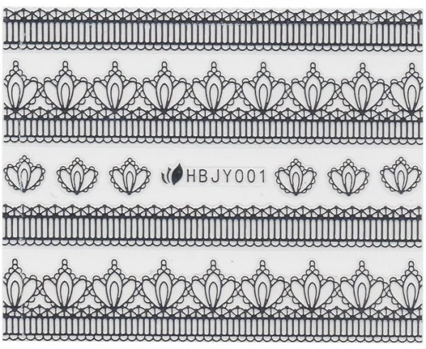 3D Lace Metallic Sticker - silber Ornamente Seblstklebende Aufkleber Nagelsticker Nagelaufkleber