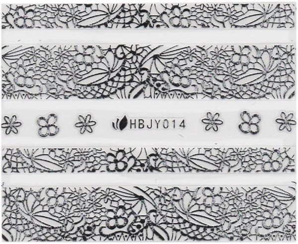 3D Lace Metallic Sticker - silber Ornamente Seblstklebende Aufkleber Nagelsticker Nagelaufkleber