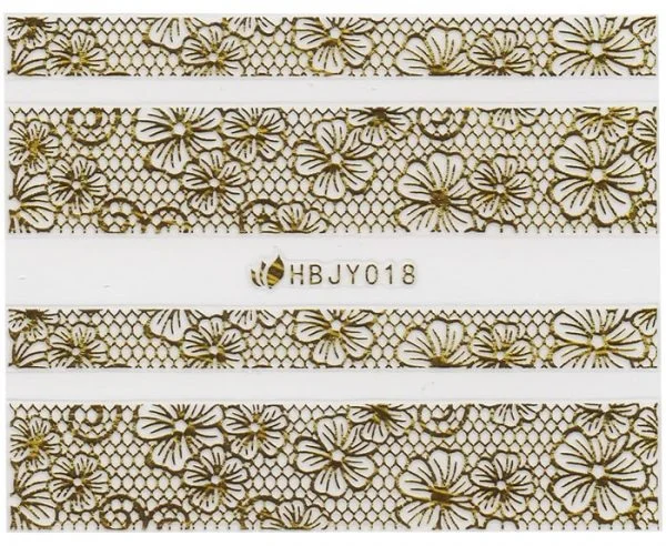 3D Lace Metallic Sticker - gold Ornamente Seblstklebende Aufkleber Nagelsticker Nagelaufkleber