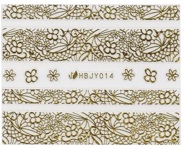 3D Lace Metallic Sticker - gold Ornamente Seblstklebende Aufkleber Nagelsticker Nagelaufkleber