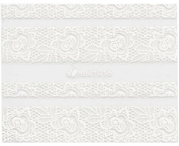 3D Lace Metallic Sticker - weiß Ornamente Seblstklebende Aufkleber Nagelsticker Nagelaufkleber