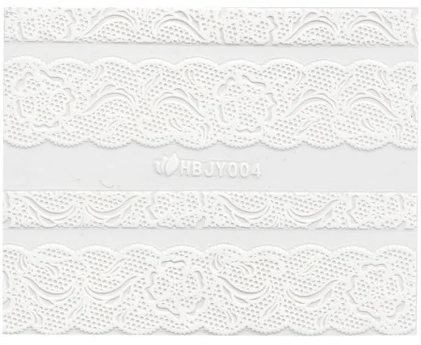 3D Lace Metallic Sticker - weiß Ornamente Seblstklebende Aufkleber Nagelsticker Nagelaufkleber