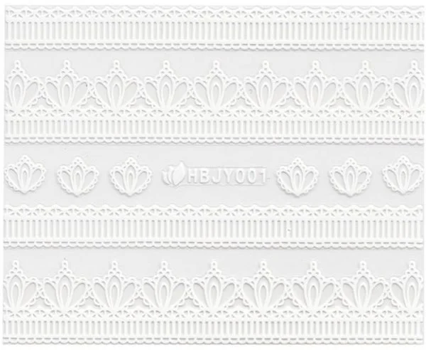 3D Lace Metallic Sticker - weiß Ornamente Seblstklebende Aufkleber Nagelsticker Nagelaufkleber