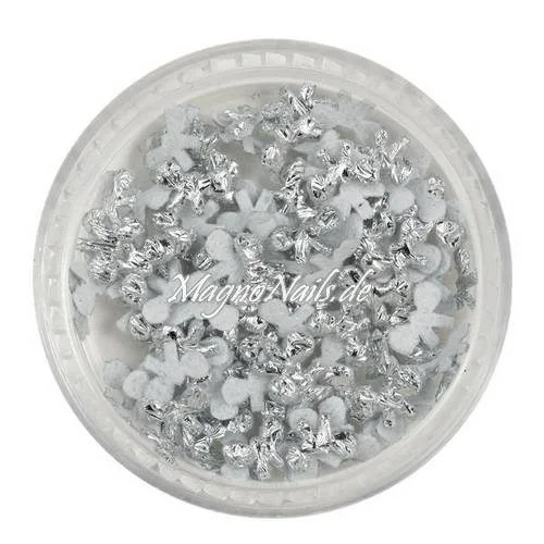 3D Einlegemotive - Shapes - Schleifen silber Nail Art Soft Einleger