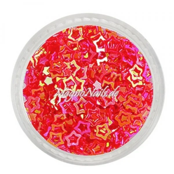 Glitter Shapes - Einlegemotive - Sterne gelocht korallenrot Nail Art Nails Nagel Nögel Nailart Einleger