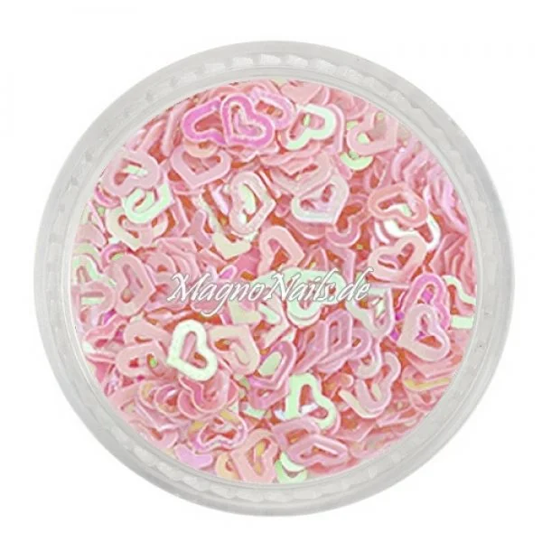 Glitter Shapes - Einlegemotive - Herzen gelocht rosa Nail Art Nails Nagel Nögel Nailart