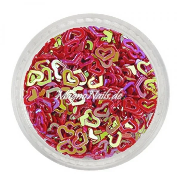 Glitter Shapes - Einlegemotive - Herzen gelocht weinrot Nail Art Nails Nagel Nögel Nailart