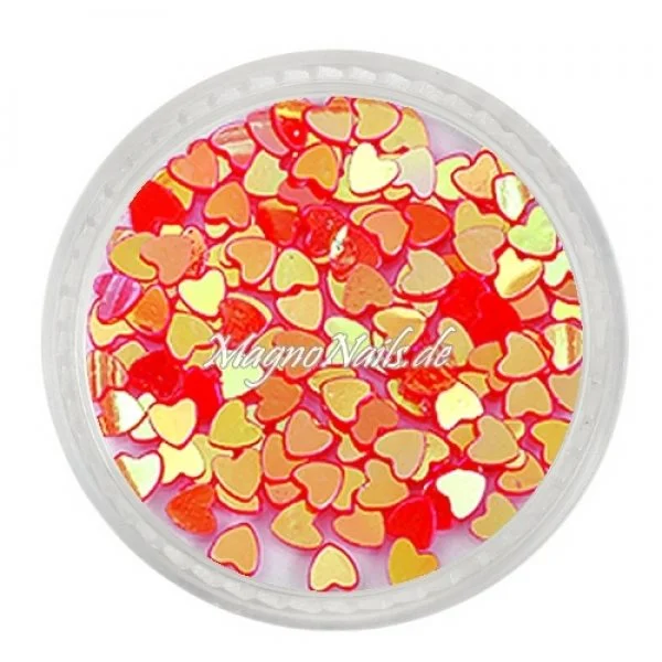 Glitter Shapes - Einlegemotive - Herzen korallenrot Nail Art Nails Nagel Nögel Nailart