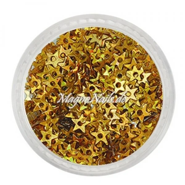 Glitter Shapes - Einlegemotive - Sternchen gelocht gold hologramm Nail Art Nails Nagel Nögel Nailart Einleger