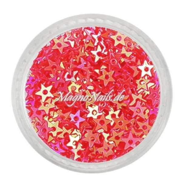 Glitter Shapes - Einlegemotive - Sternchen gelocht korallenrot Nail Art Nails Nagel Nögel Nailart Einleger