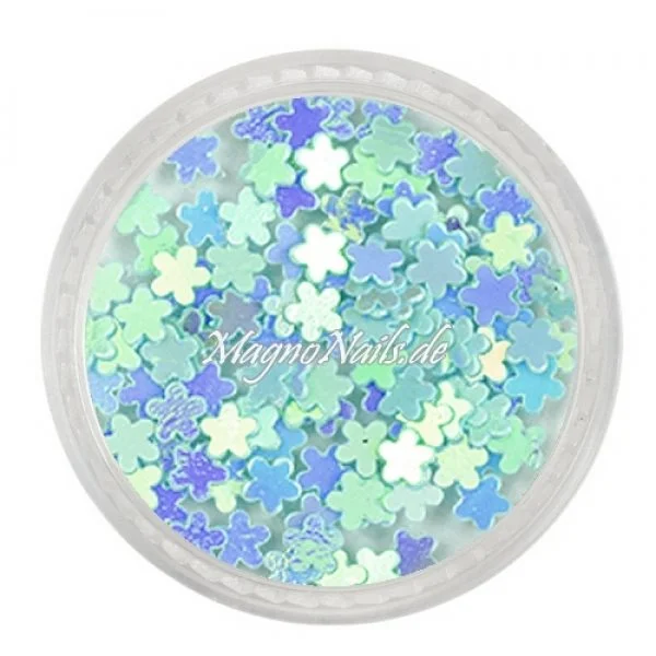 Glitter Shapes - Einlegemotive - Blumen hellblau Nail Art Nails Nagel Nögel Nailart