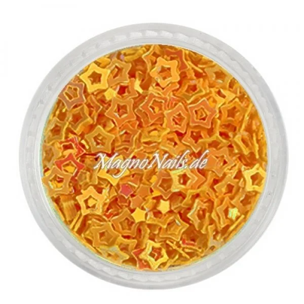Glitter Shapes - Einlegemotive - Sterne gelocht orange Nail Art Nails Nagel Nögel Nailart Einleger