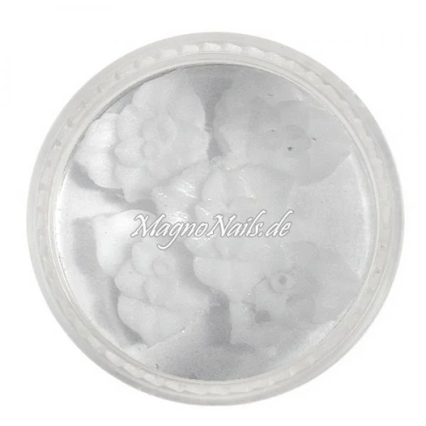 3D Einlegemotive - Gummi Soft Blumen weiß