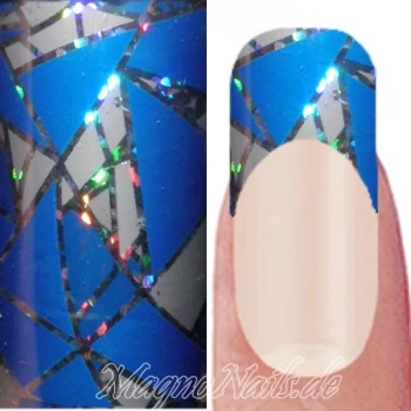 Nail Art Transfer Folie 1,5m - Nail Foil - Blue Triangles Nagelfolie Nageldesign Folie Tranferfolie Nailart