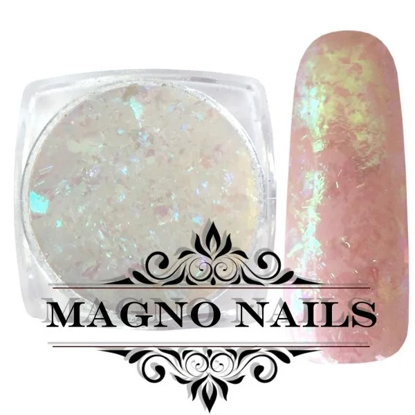 Aurora Flakes - White iridescent Nail Art Nailart Flocken