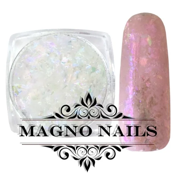 Aurora Flakes - White iridescent Nail Art Nailart Flocken
