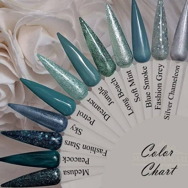 Dunkel Mint Blau Grau Glitter Glitzer Farbpalette Farbtips Nageltips Nägel