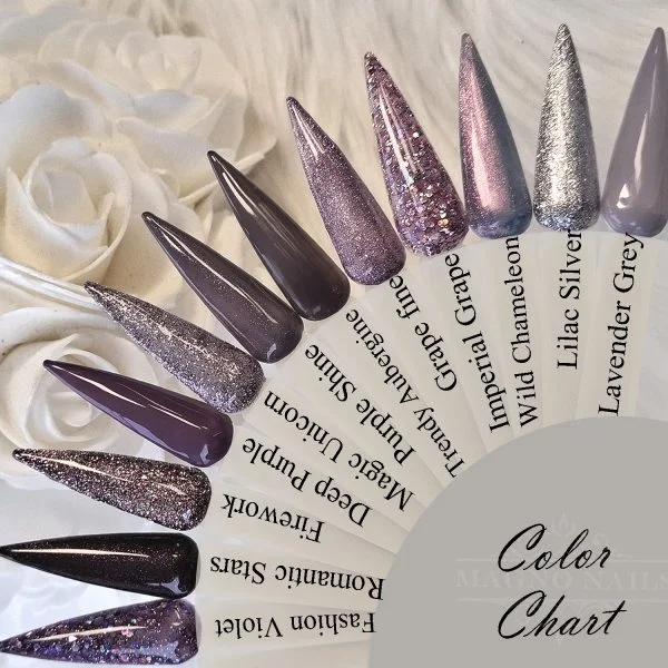Farb Palette Nageldeign Nails Nägel Grau Lila Flieder Violett Silber