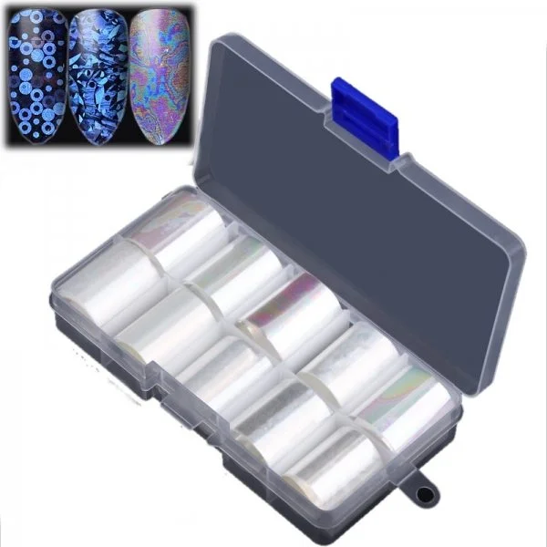 Nail Art Transfer Folien Set - Opal Nagelfolie Nageldesign Folie Tranferfolie Nailart