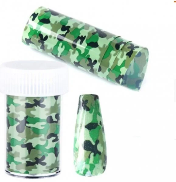 Nail Art Transfer Folie 1m - Nail Foil - Camouflage Nagelfolie Nageldesign Folie Tranferfolie Nailart